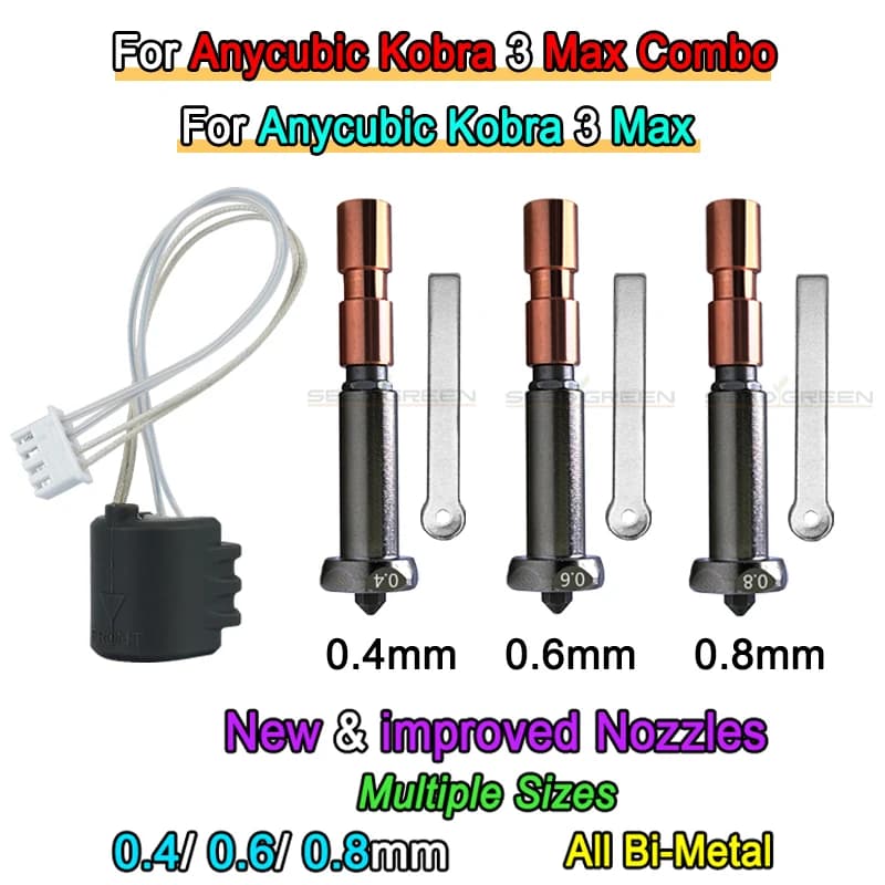 New Update Nozzle For Anycubic Kobra 3 Max Ugello Hotend Kobra 3 Max Combo Ugello Gola 0.4mm 0.6mm 0.8mm