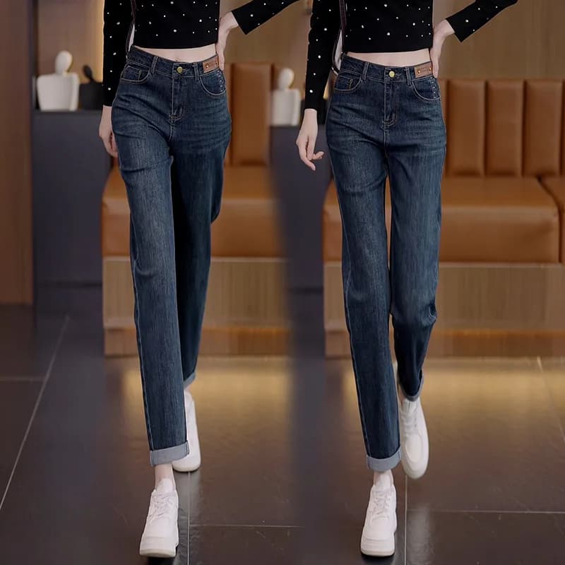Women's Harem Jeans, High Waist Wide Casual Pants Spring and Autumn, Slim Versatile Wide Pants