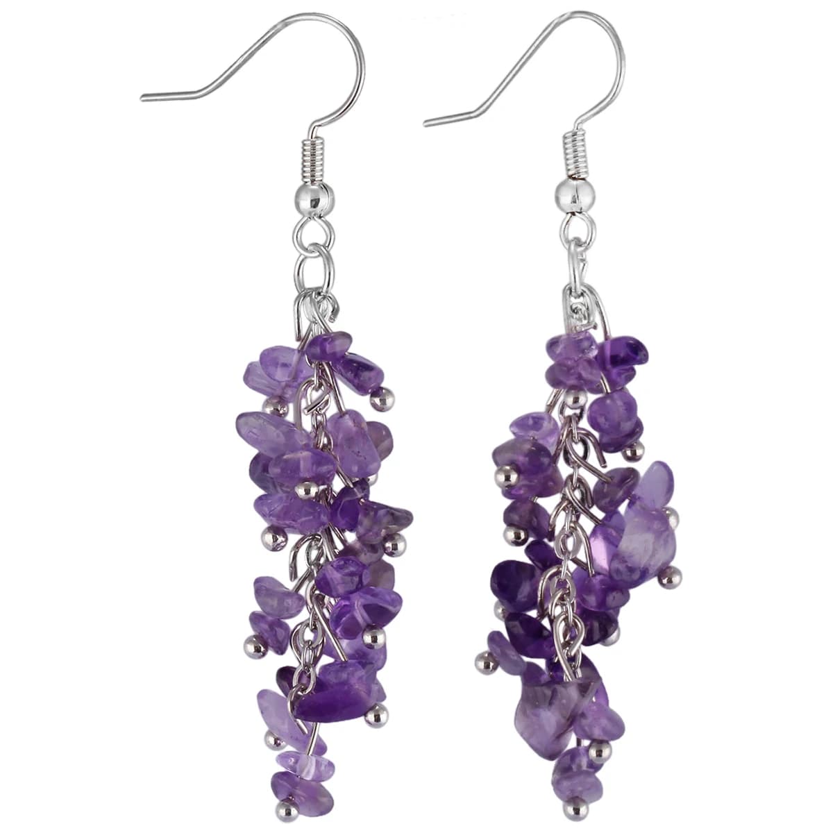 7 Chakra pietra ametista quarzo rosa ciondola l'orecchino guarigione Reiki ghiaia minerali orecchino a goccia gioielli da donna dolce regalo per ragazze