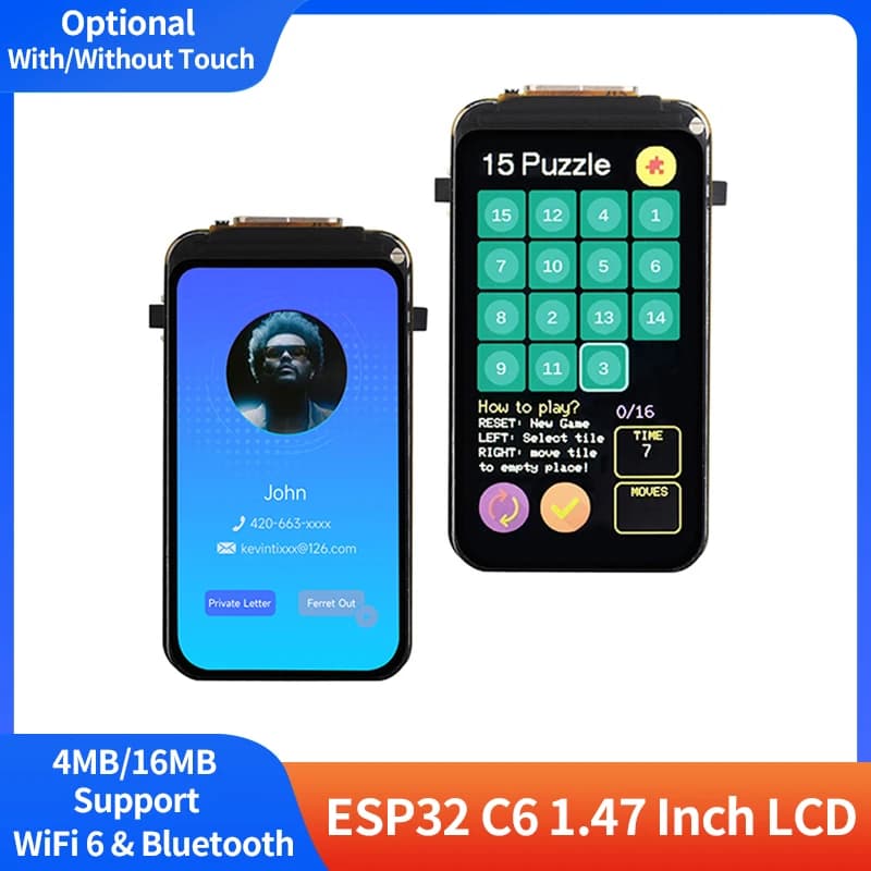 Scheda di sviluppo display LCD touch ESP32 C6 da 1,47 pollici con supporto RGB-LED colorato WiFi 6 e Bluetooth per Arduino