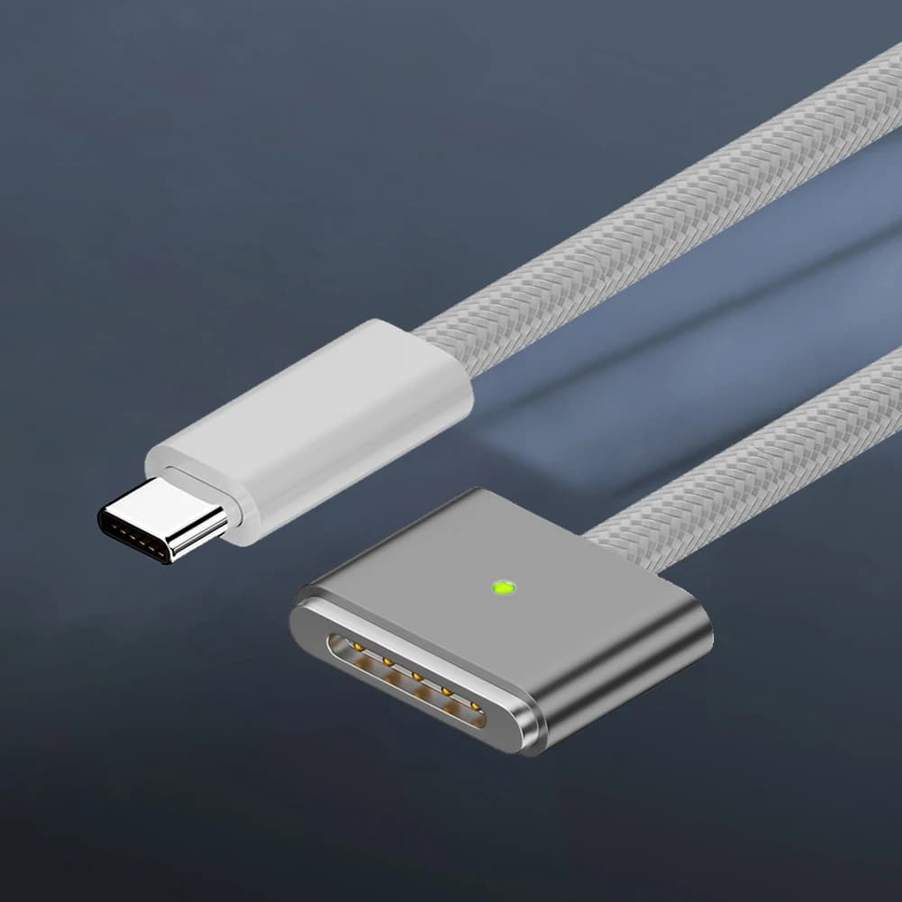 Cavo di ricarica da USB C a magnetico3 da 2 m Indicatori LED da tipo C a cavo di ricarica magnetico3 per MacBook Air 2022/Pro 2021 2023