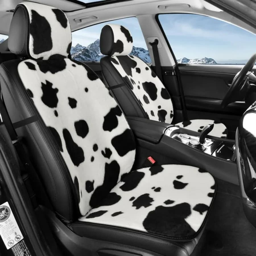 Car Seat cushion Front in Synthetic Pelliccia Morbida Effetto Mucca, Hot and Soft Winter Seat Cover in Finta Pelo Corto Rabbit Pelo for Truck, Jeep, SUV, Van