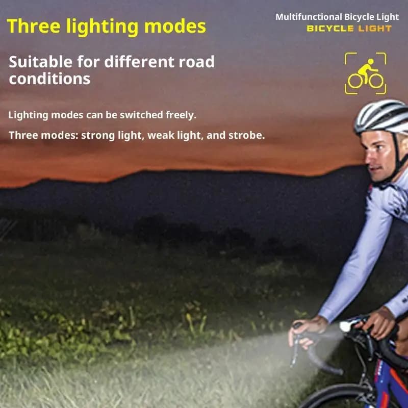 120dB 3 Lighting Modes Solar Bike Headlight USB Rechargeable Bike Solar Front Light With Horn For Night Riding Bike Accessories