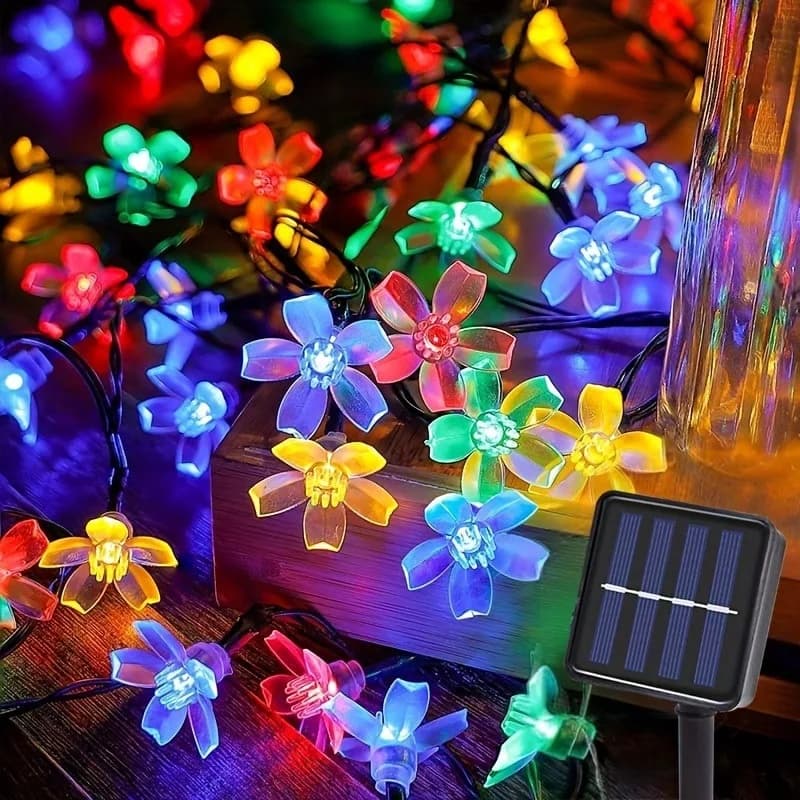 Luci a stringa a LED solari Luci a stringa per fiori di ciliegio per esterni con 8 modalità di illuminazione Lampada solare per decorazioni natalizie da giardino da campeggio