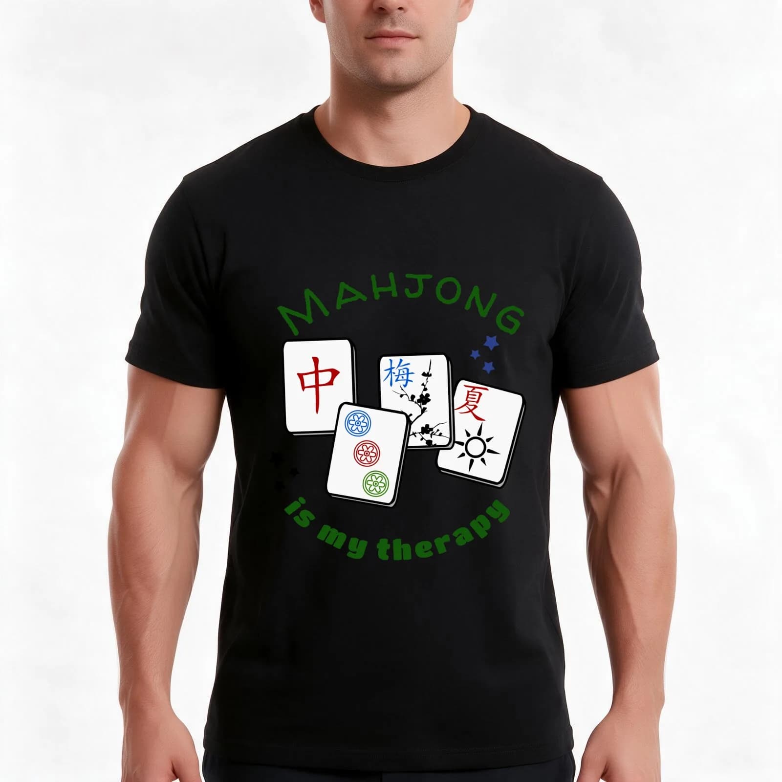 Mahjong Mah jongg game is my therapy set, gifts, tiles, T-Shirt, Vintage Retro Graphic Tee, Unisex Summer Casual Streetwear Top