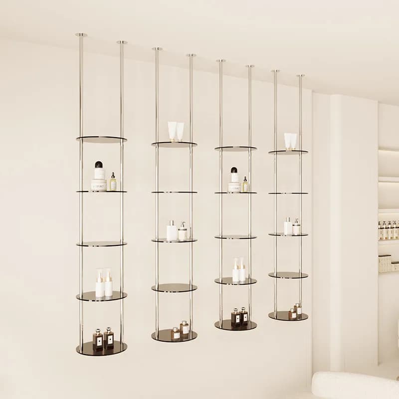 Espositore per prodotti da salone di bellezza, scaffale a soffitto per negozio di abbigliamento femminile, scaffale acrilico multistrato per esposizione di scarpe e borse
