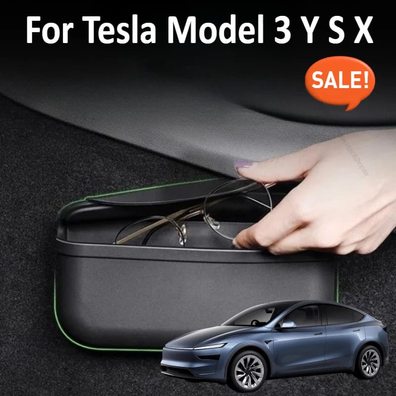 Scatola di immagazzinaggio per auto per Tesla Model 3 YS X Custodia adesiva Occhiali Porta occhiali da sole Trash Bin TPE Stickable Accessori auto