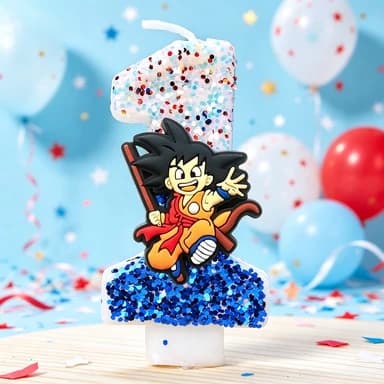 Dragon Ball Z Themed Number Cake Candles Goku Saiyan Style for Birthday Party Decoration