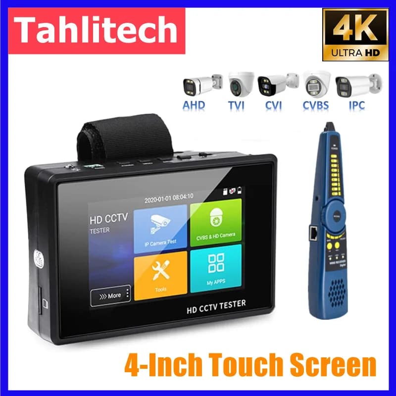 Tester CCTV da 4 pollici 4K IPC-1800CADH Plus con tracciatore a filo Tester per telecamera IP da polso AHD TVI CVI Kit di strumenti per test telecamera analogica CCTV