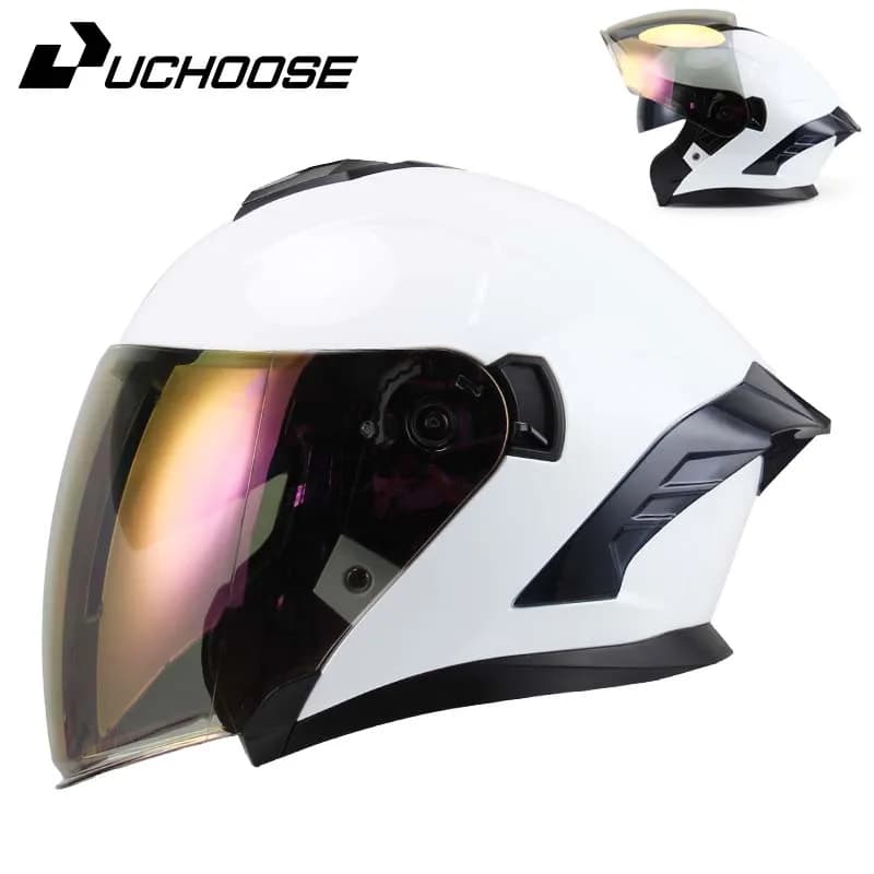Open helmet for Men's and Women's Motorcycle with Double Lenten Visiera Sunset Lightweight Scooter Bike Retro Helmet 3/4