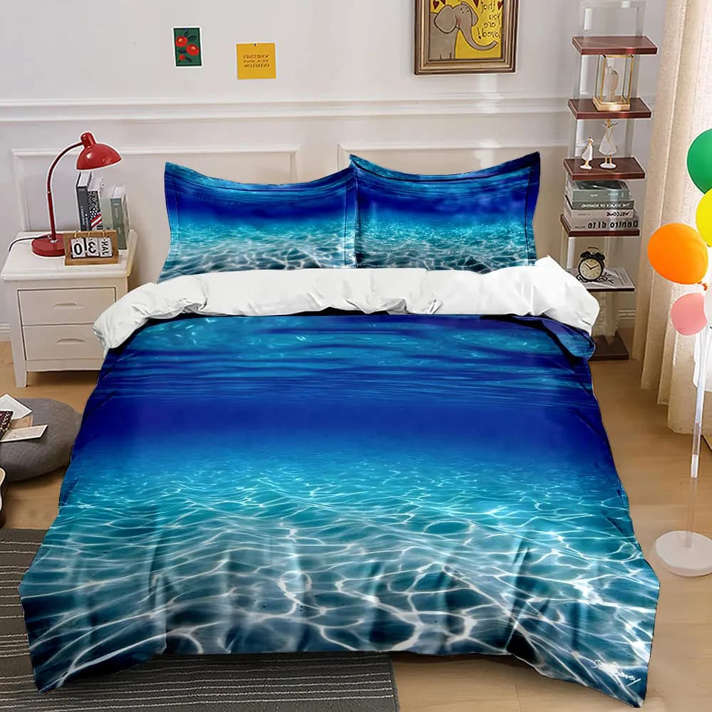 Clear seawater ripple patterns Bedding Set 1 Duvet Cover 2 Pillowcases for Adult and Children Luxury Gift Full Size