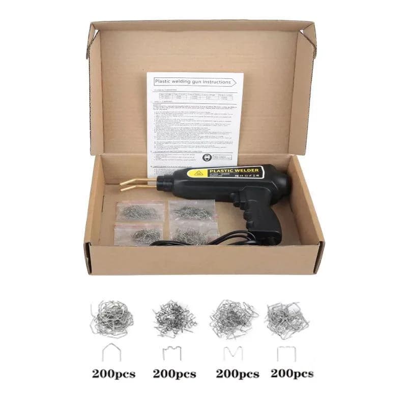 Plastic Welder Kit for Bumper Repair Hot Stapler Welding Gun Motorcycle Weld Repair Kit with 4 Types Staples Plastic Repair DIY