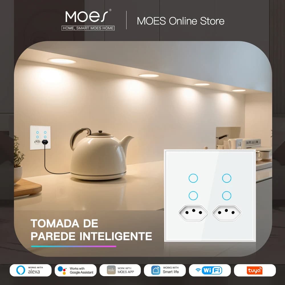 Smart WiFi Wall Light Switch Socket Outlet Brazilian Standard Electrical Plug 100-250V Sockets Independent Switch Remote Control