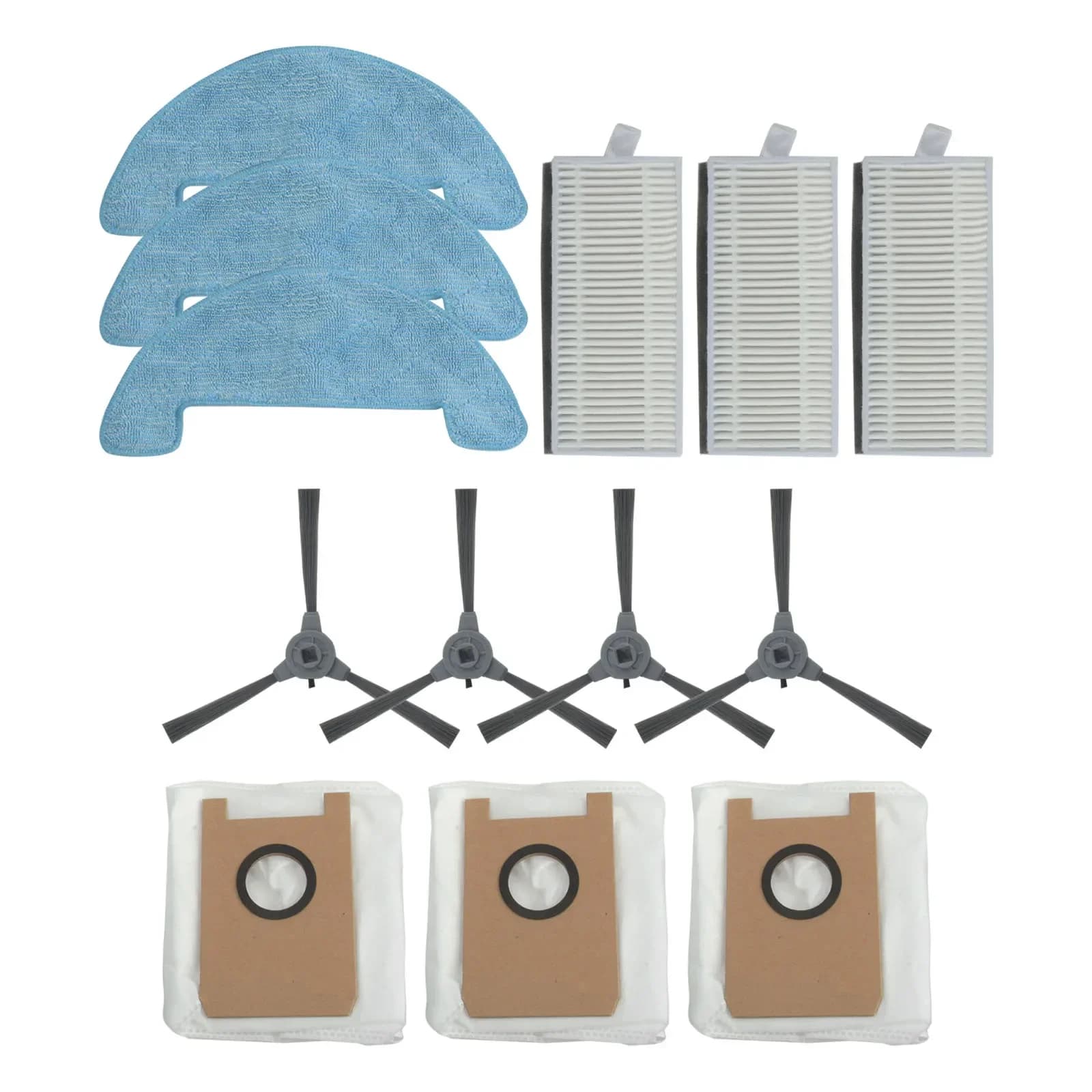 Accessori per Loorow AT800, Kit 3-in-1 per Robot Aspirapolvere: Spazzola Laterale, Sacchetto Polvere, Filtro, Panno per Mocio
