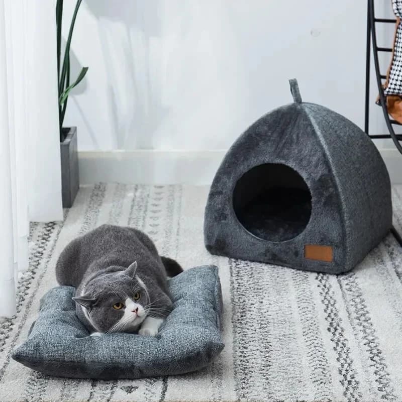 Nido per animali chiuso a triangolo, letto per dormire profondo caldo e addensato per cani e gatti