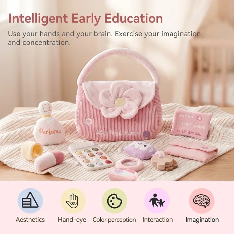 Cloth makeup toy set children's cotton lipstick eye shadow makeup handbag family toy