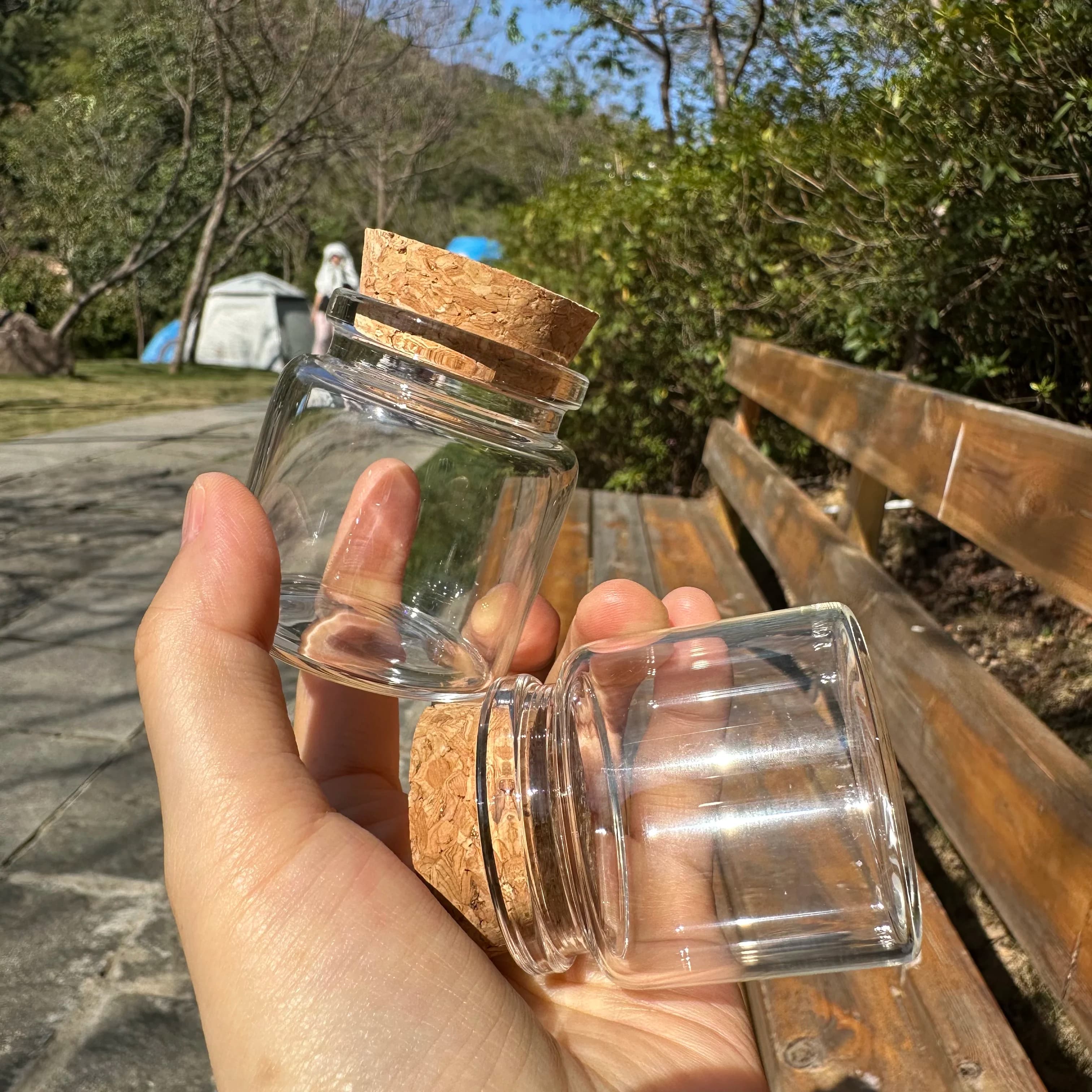 6/12/24 pezzi 50ml bottiglie di vetro borosilicato sughero 47x50mm vasetti piccoli stoccaggio di semi artigianato fai da te, spezie da cucina contenitori di caramelle