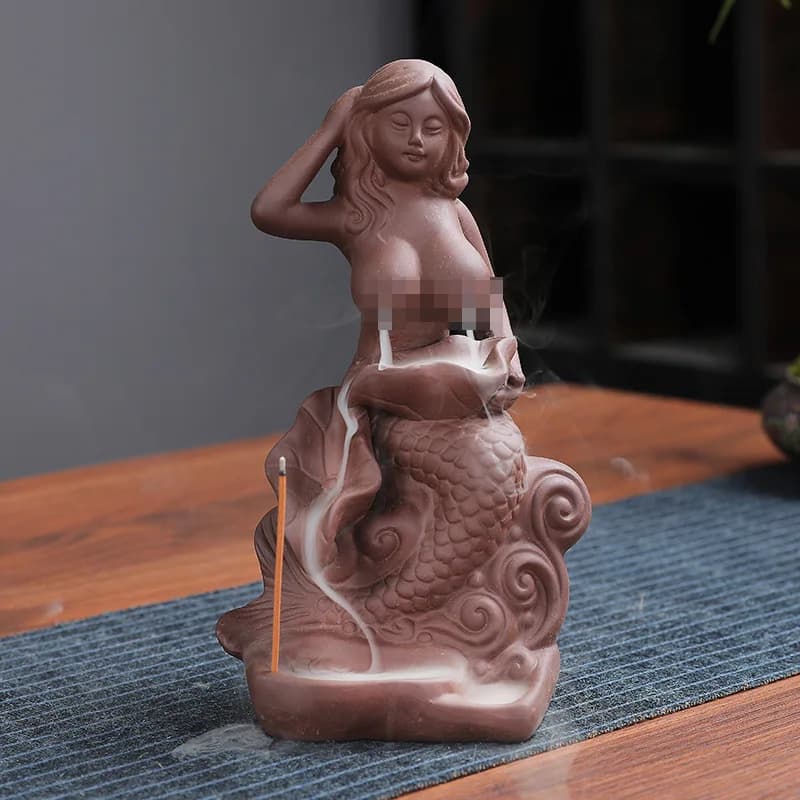 Argilla viola Riflusso Sirena Bastone di legno di sandalo Aromaterapia Bruciatore di incenso Regalo di inaugurazione della casa Ufficio One Pi