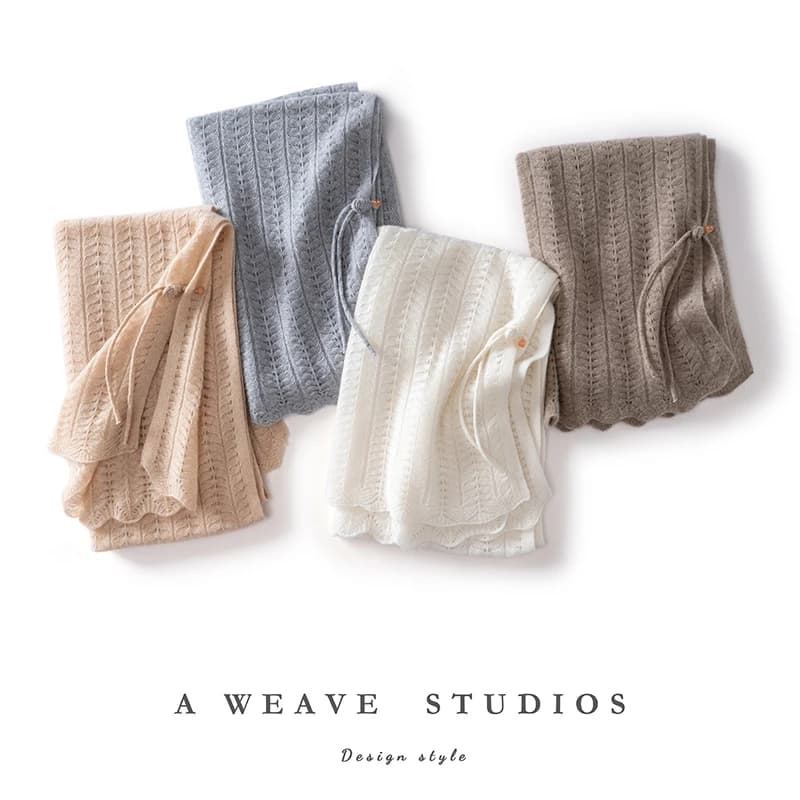 Chinese Style Elegant Women Scarf 100% Cashmere Shawl Autumn Winter Warm Poncho Versatile Wraps Sunscreen Cloak Hollow Out Knit