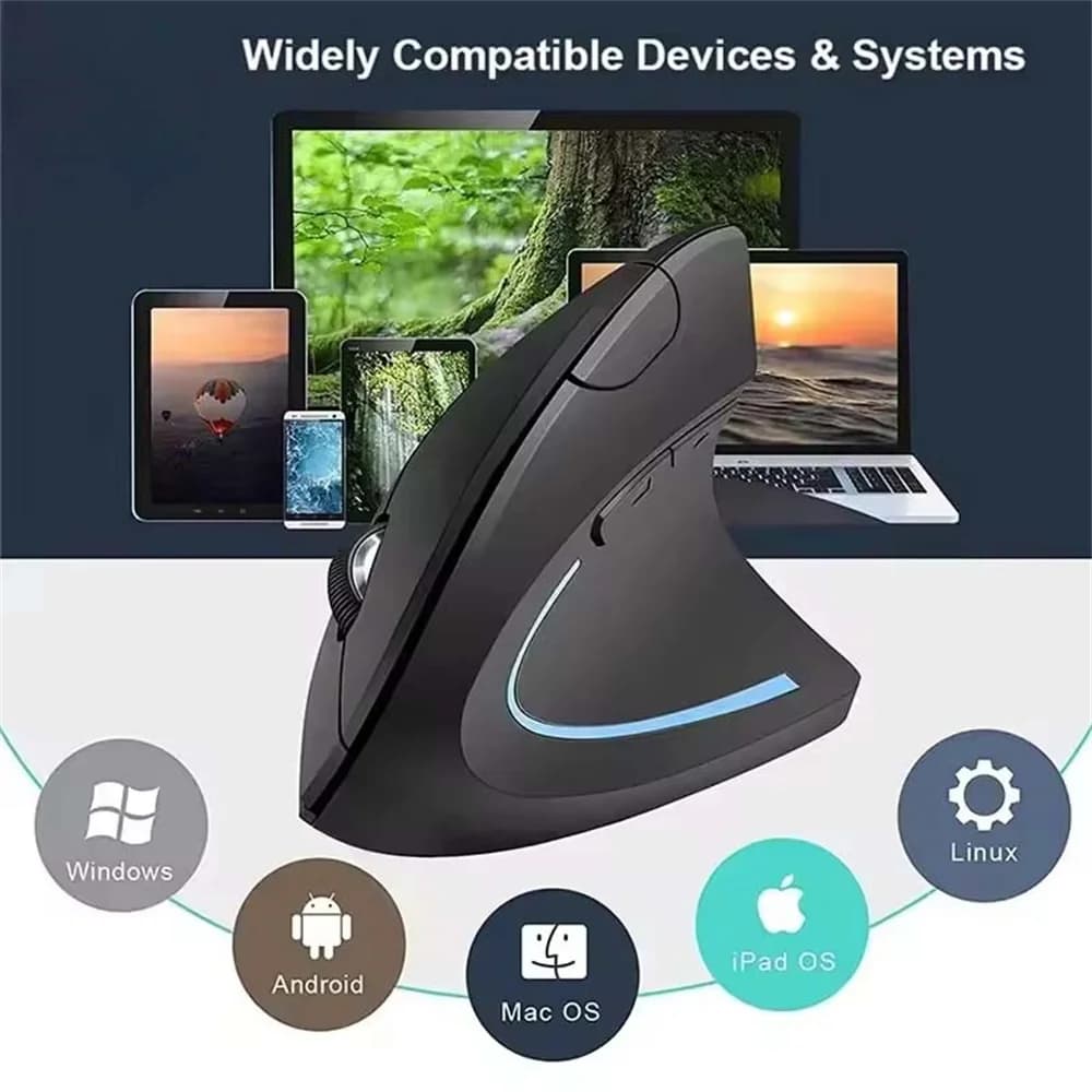 Mouse verticale Mouse ottico wireless da 2,4 GHz Mouse da gioco ergonomico Mouse Bluetooth muto luminoso per PC portatile Computer desktop