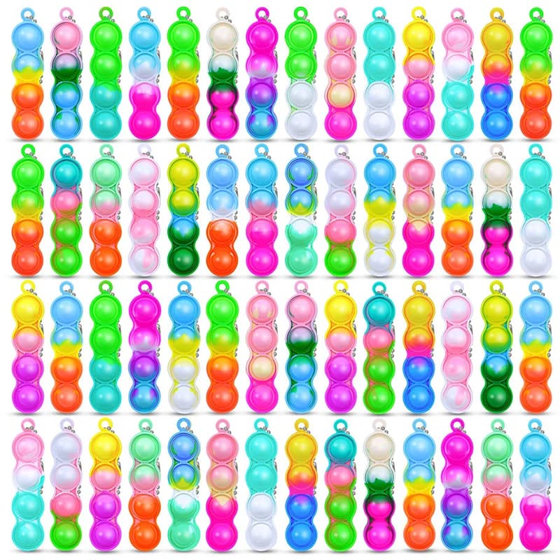 10/20/30/80/150 PCS Bulk Pack Pop Keychain Sensory Fidget Toys for Kids Stress Relief Bubble Toys Party Favors Classroom Student