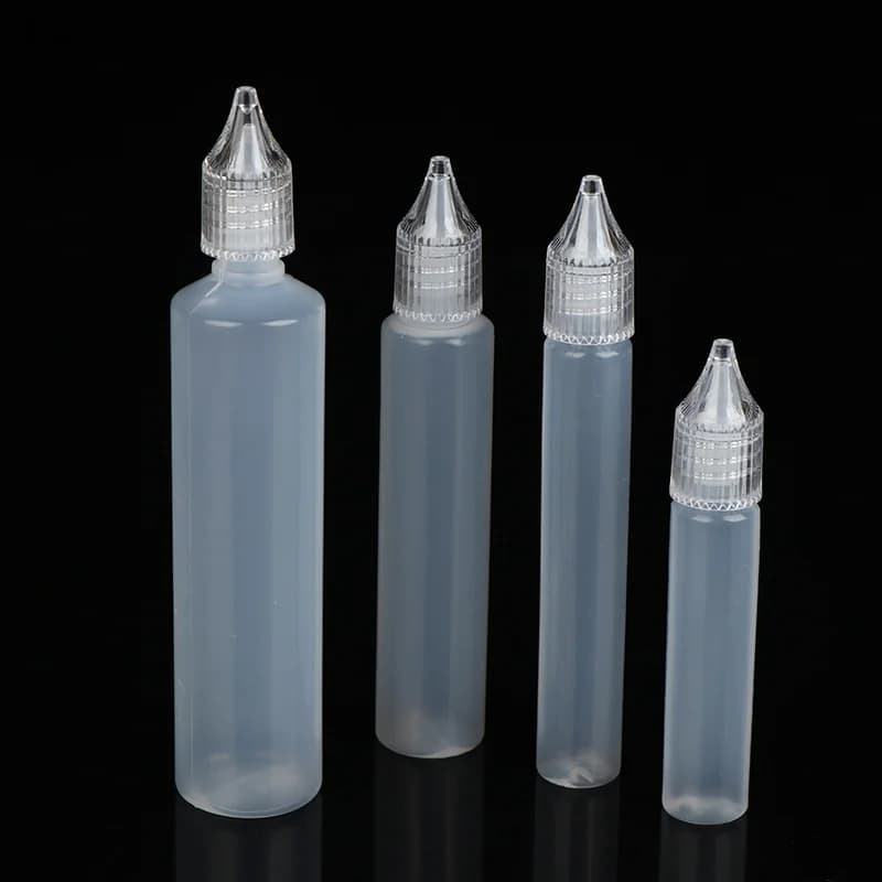 〔YS1〕Flacone contagocce in plastica da 10/15/30/50 ml, ricaricabile, 5 pezzi, vuoto, a forma di penna lunga, per inchiostro, olio essenziale, pigmento