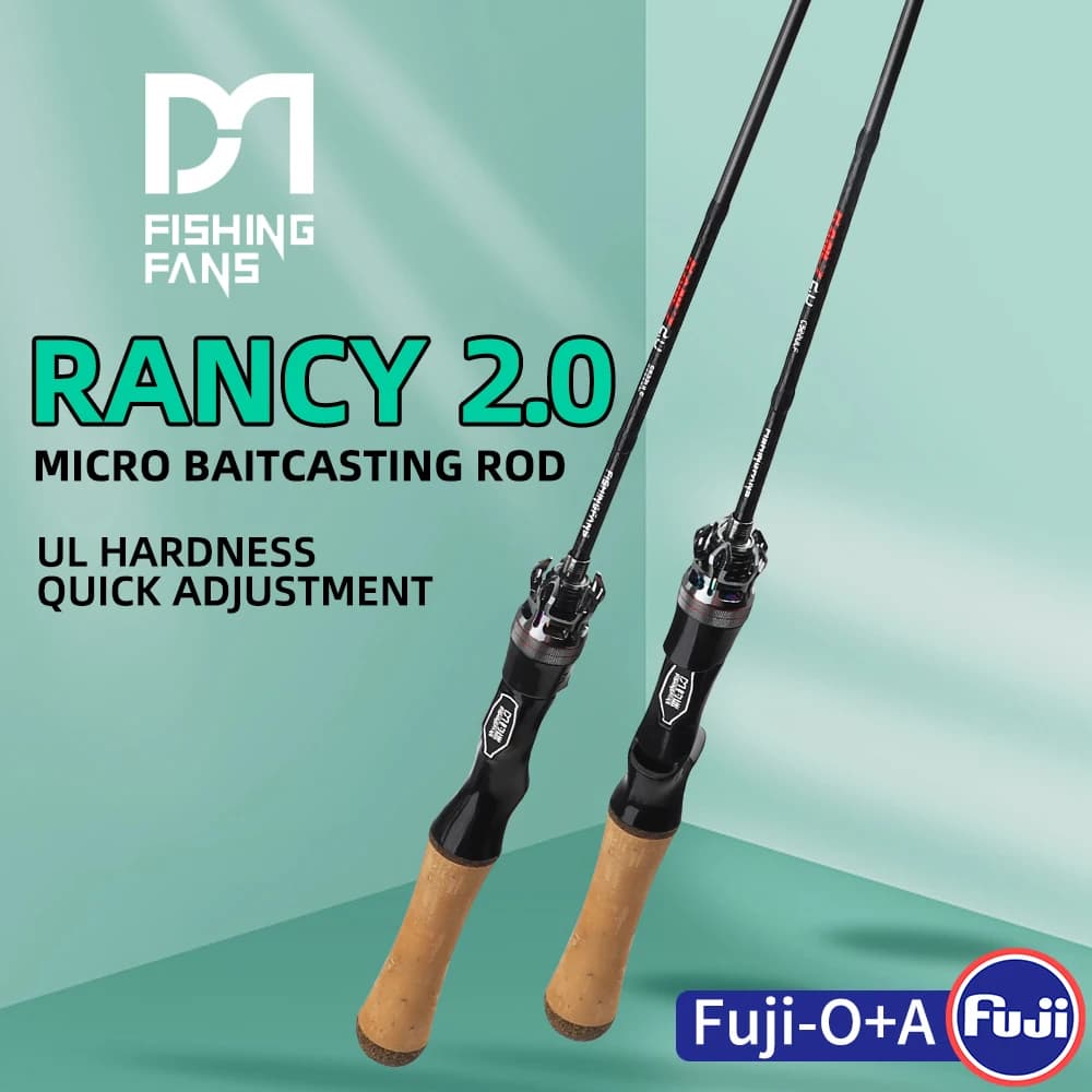 Canna da Pesca FISHINGFANS RANCY 2.0 UL Ultraleggera con Anelli FUJI O GUIDE, Portamulinello RATTLE, Manico in Sughero AA e Punta in Carbonio Solido X-Cross