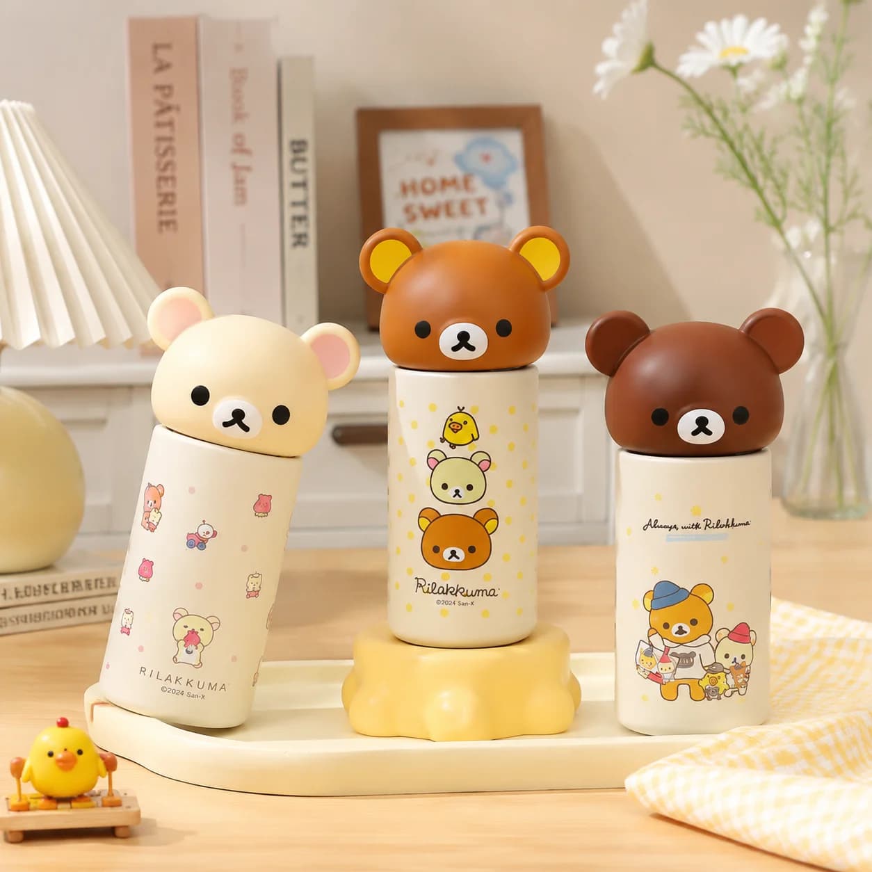 New Rilakkuma Mini Vacuum Insulated Water Bottle 316 Stainless Steel Portable Leakproof Travel Mug For Office Daily Drinking