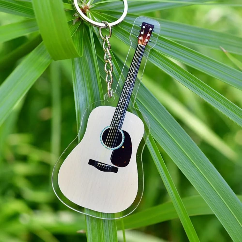 Portachiavi in acrilico per chitarra ukulele, violoncello, clarinetto, modello di chitarra, ciondolo, sassofono, batteria, modello di chitarra elettrica