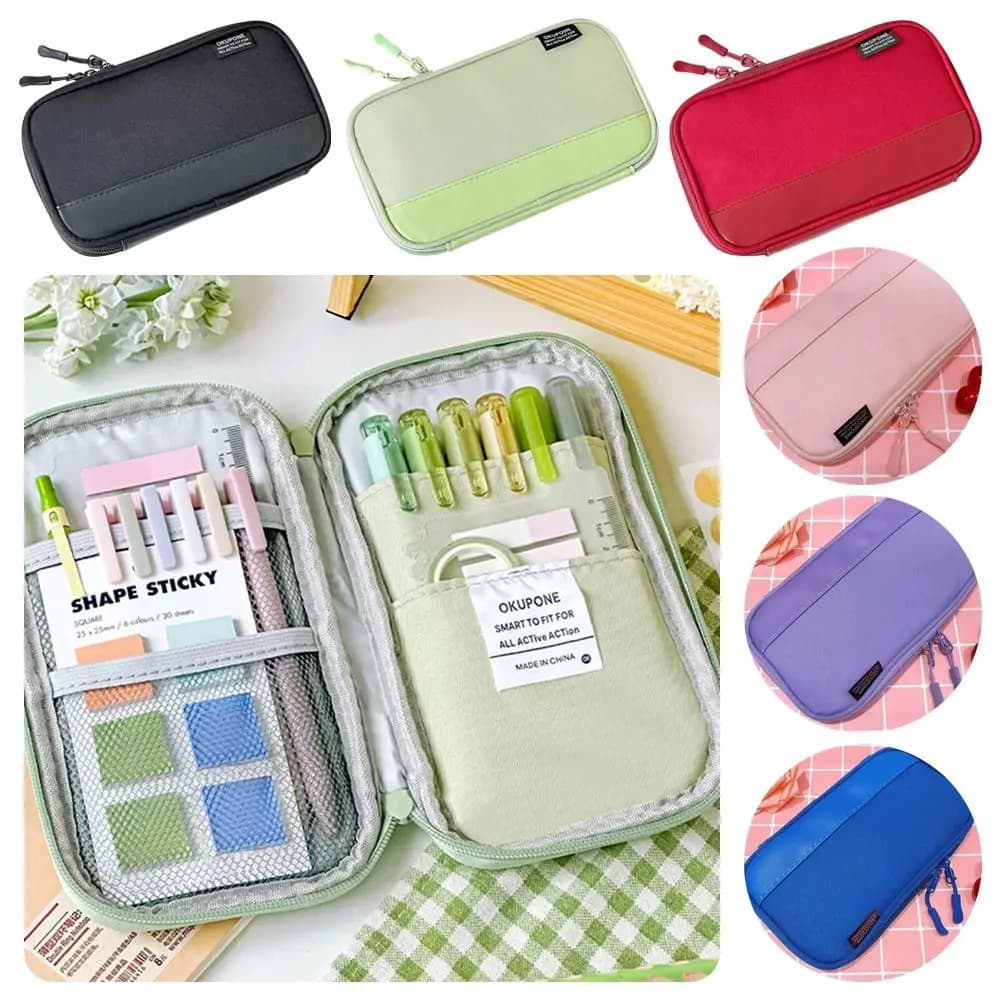 Borsa per penne Oxford resistente, custodia per cancelleria multifunzionale ultrasottile, astuccio portatile, regalo per studenti