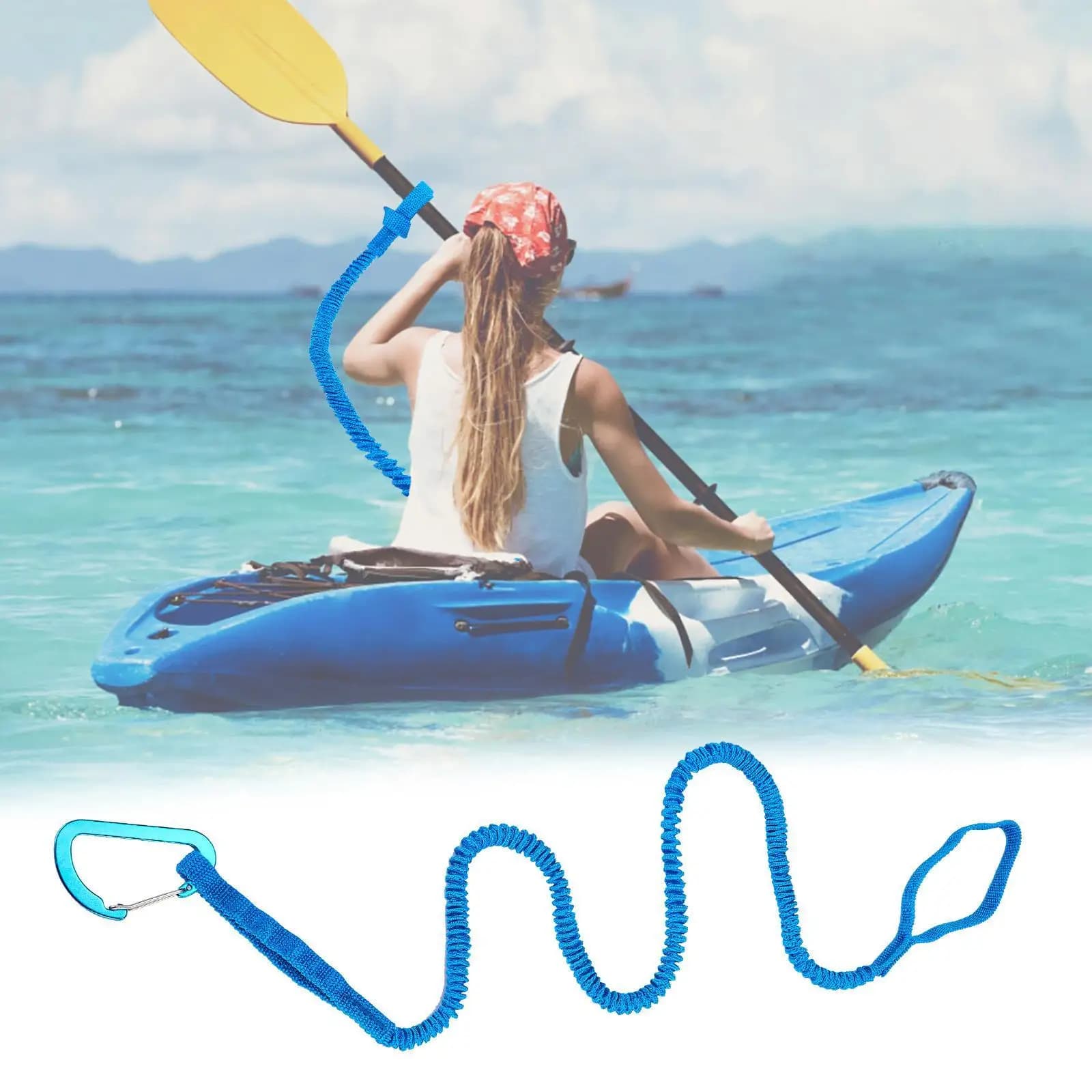 Corda di Sicurezza per Pagaia da Kayak, Accessorio Nautico, Corda in Nylon Regolabile per Contenimento Pagaie da Barca e Accessori per Canoe