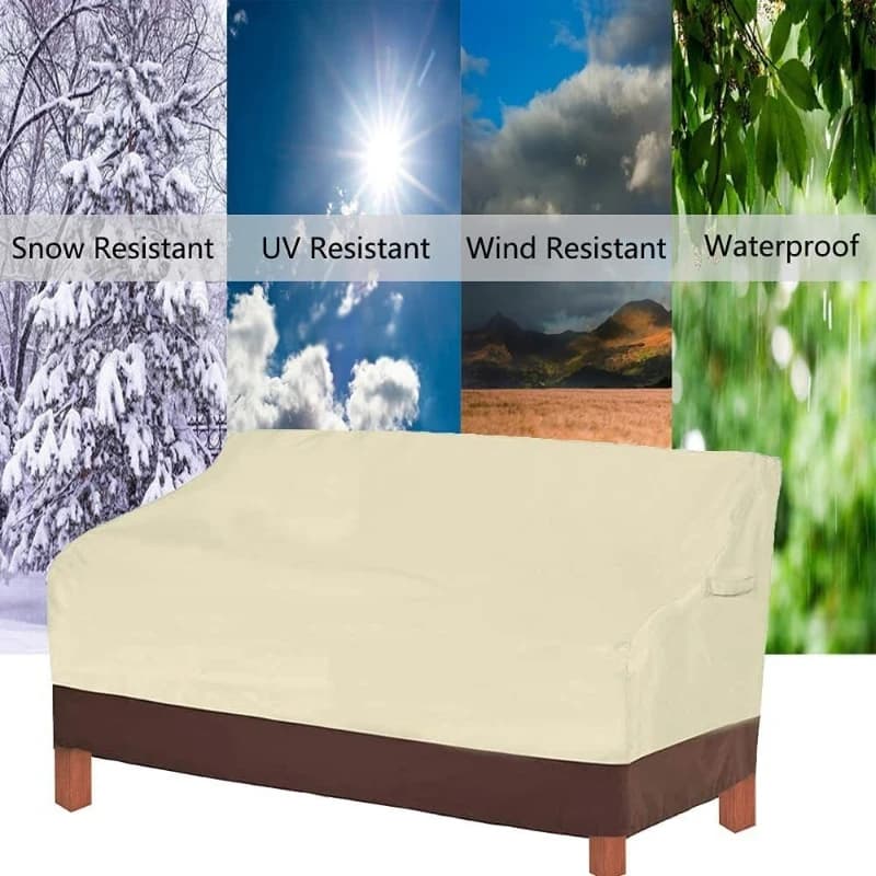Copertura Impermeabile per Divano da Esterno a 3 Posti, Copertura per Mobili da Giardino, Copertura per Panchina 600D, Copertura Bicolore per Divano da Esterno