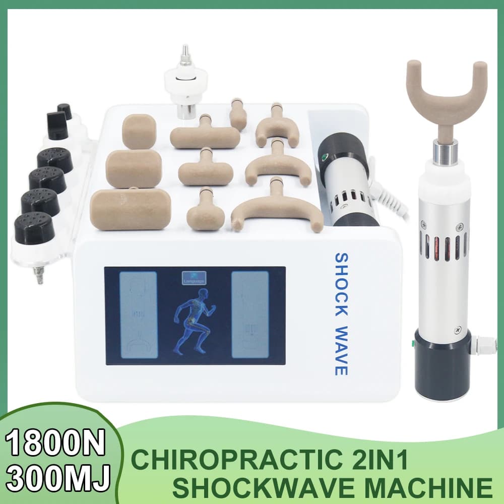 Shock wave therapy machine 300MJ to relieve pain Massage Relaxation Gun for Chiropractic Correction Shock Wave 2 in 1