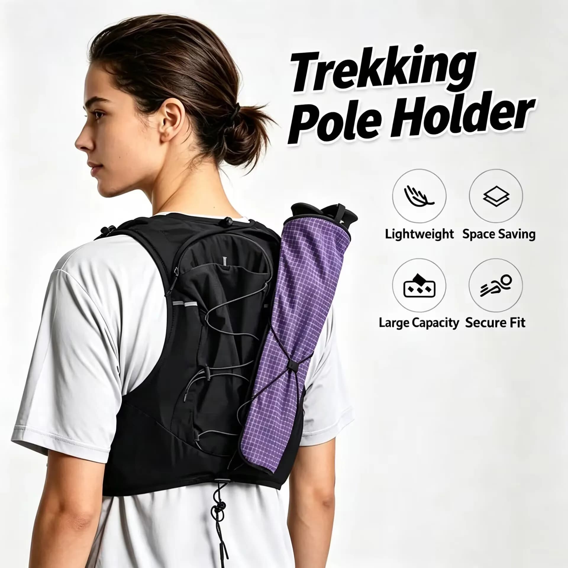 Outdoor Hiking Trekking Pole Storage Bag Lightweight 46g Waterproof Walking Stick Pouch For Vest Backpack Camping