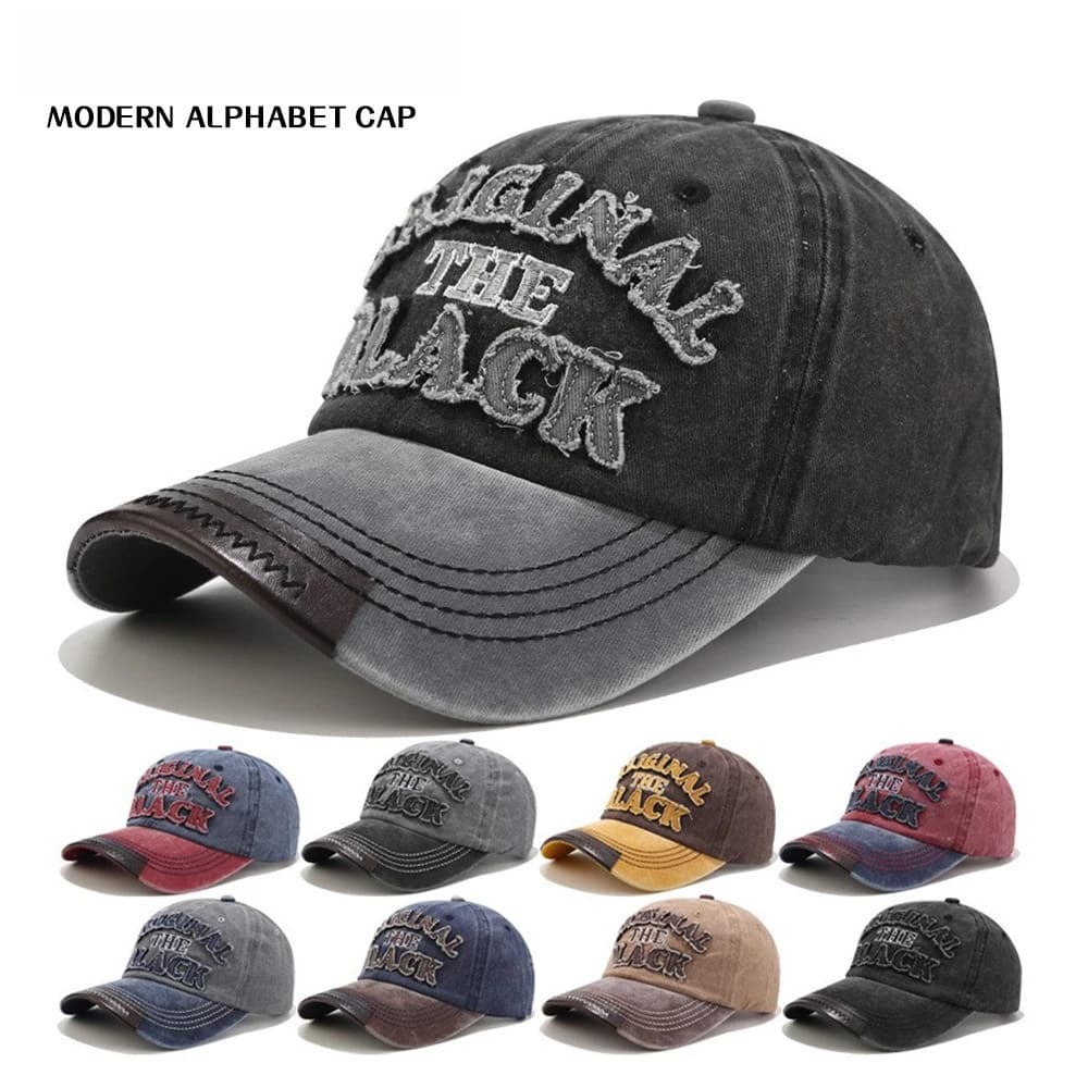 European American Style Washed Baseball Cap Vintage Denim Peaked Cap Spring Summer Letter Design for Student Sun Protection Hat