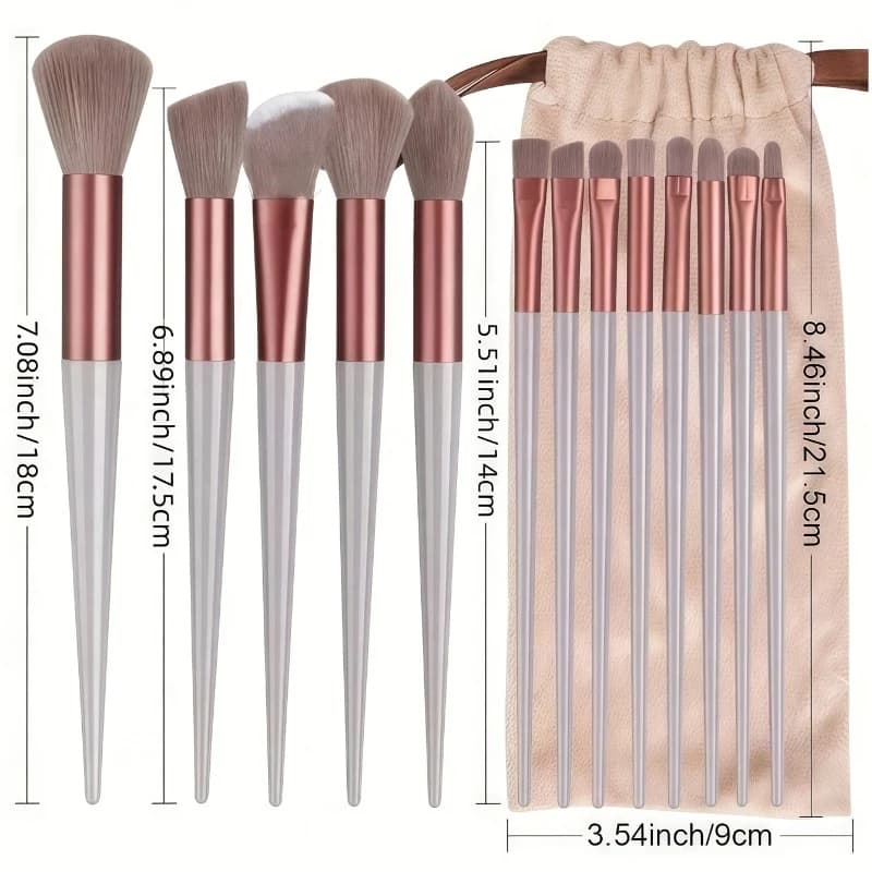 13 Piece Cosmetic Brush Set, A Full Set Of Soft Brushes Suitable For Eye Shadow, Foundation Make-Up, BB Cream And Concealer