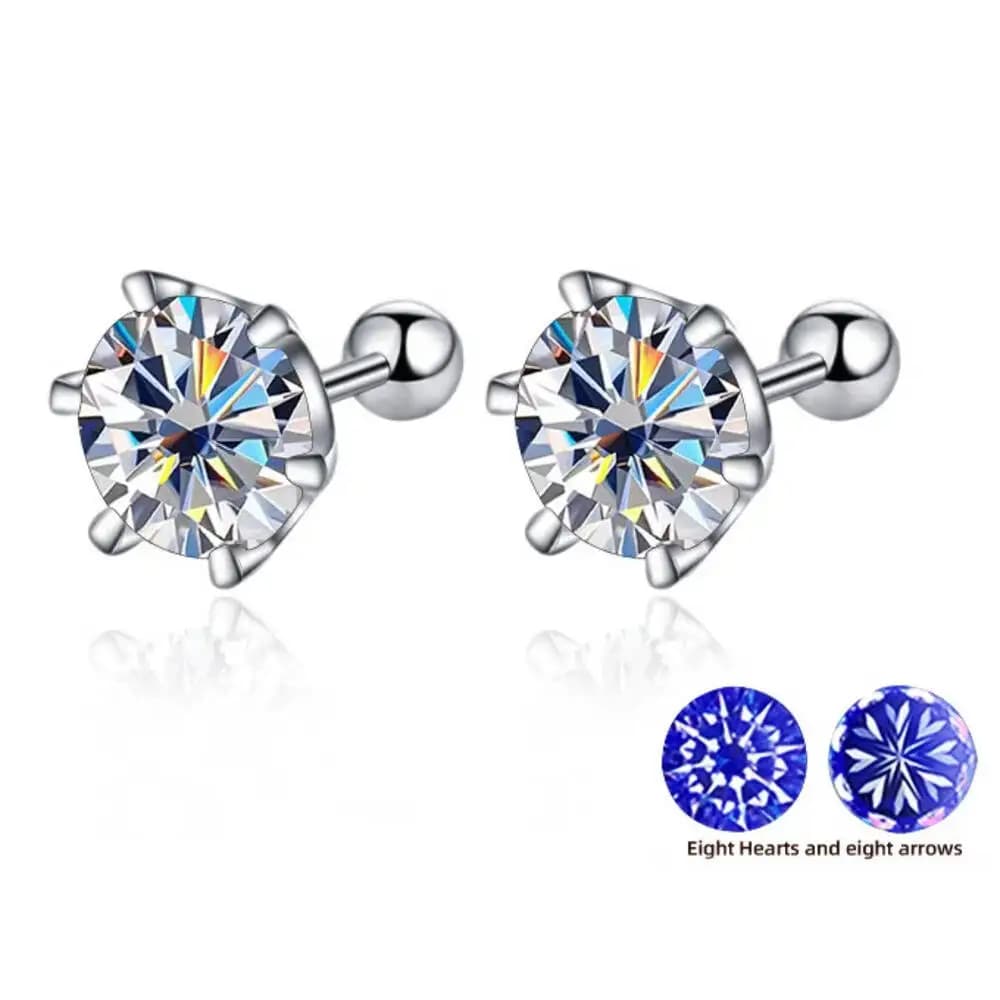0.3-2CT Moissanite Earrings 925 Sterling Silver Round Cut Stud Earrings Piercing Earrings for Men and Women Fine Jewelry
