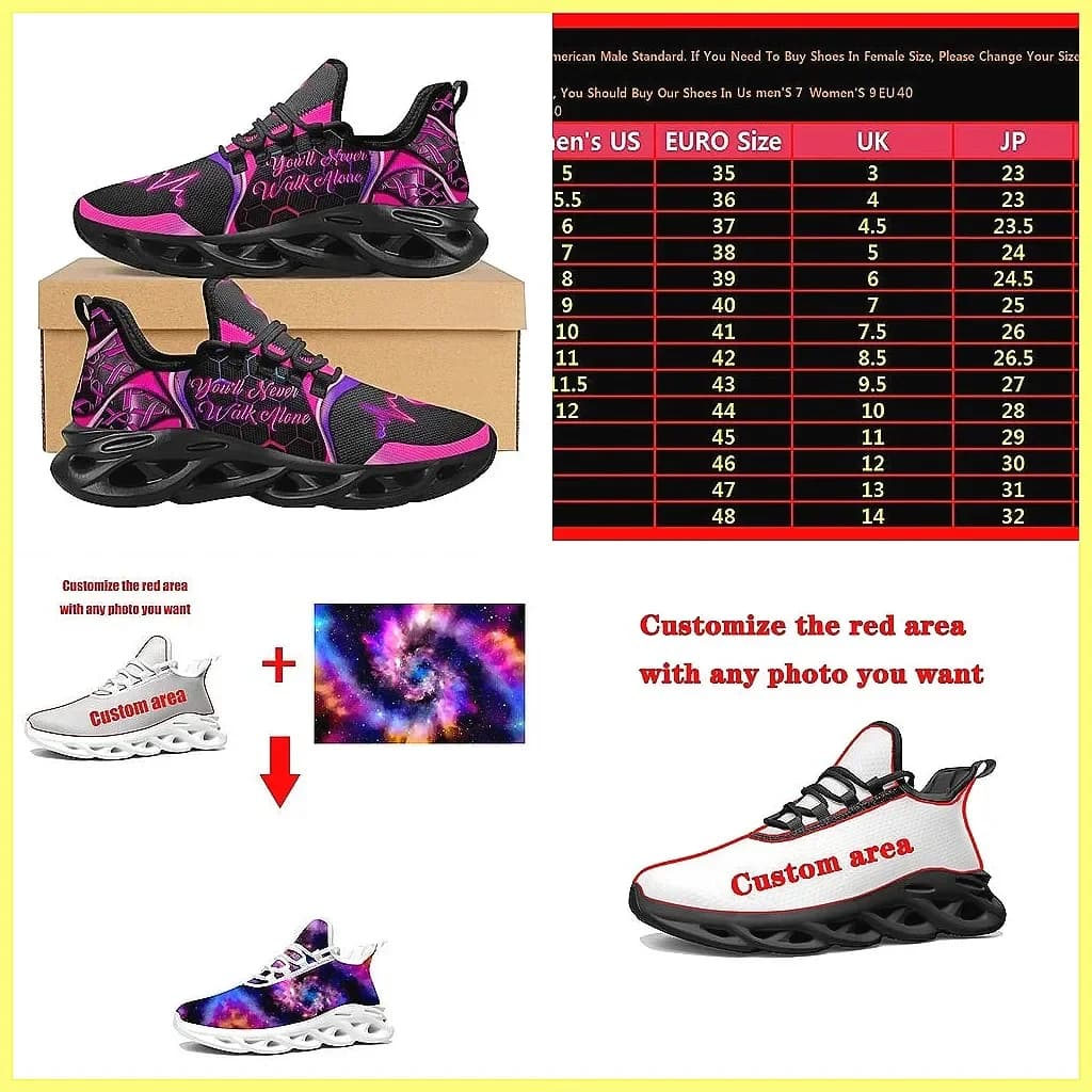 I Wear Pink Breast Cancer Mesh Sneakers da donna, scarpe da passeggio leggere e morbide per esterni