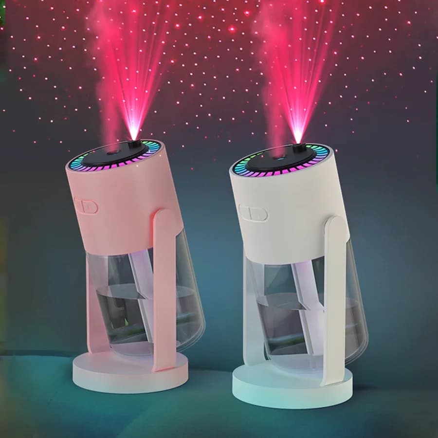 Umidificatore da tavolo da 280 ml con proiettore e luce Umidificatore a nebbia fredda ad angolo regolabile Spegnimento automatico per l'home office
