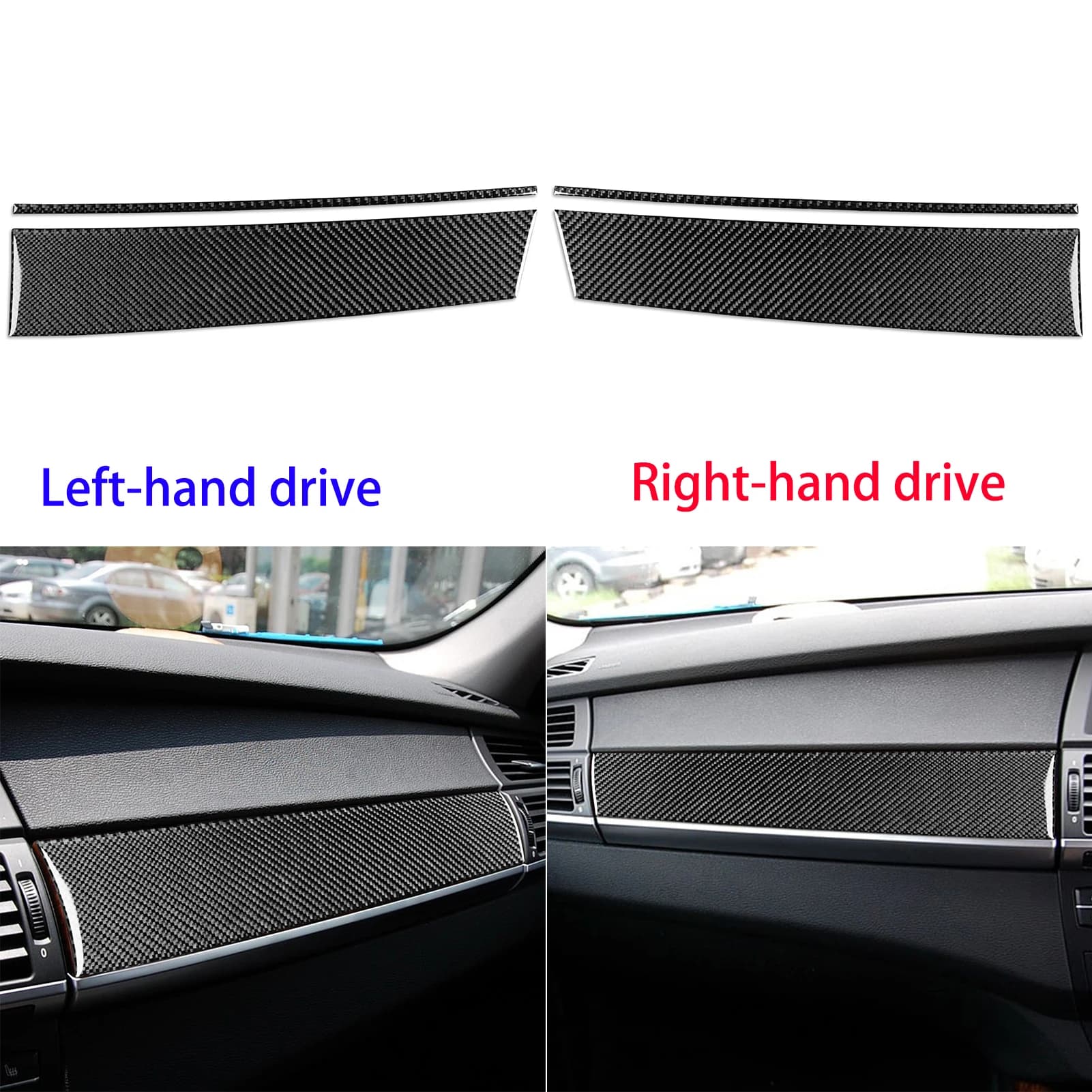 Per BMW X5 E70 2006-2013 Auto in fibra di carbonio Copilota Cruscotto Pannello Portaoggetti Interni Grano di legno Trim Accessori Adesivi