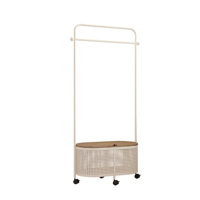 Appendiabiti da pavimento in legno per camera da letto Cestino per vestiti sporchi Appendiabiti per vestiti in ferro battuto per uso domestico Appendiabiti semplice rimovibile