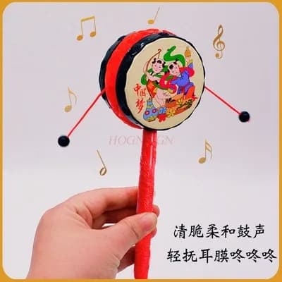 Rattledrums, sonagli manuali vecchio stile, strumenti musicali per l'addestramento del bambino, giocattoli, 0-1 anni, possono essere masticati per 12 mesi