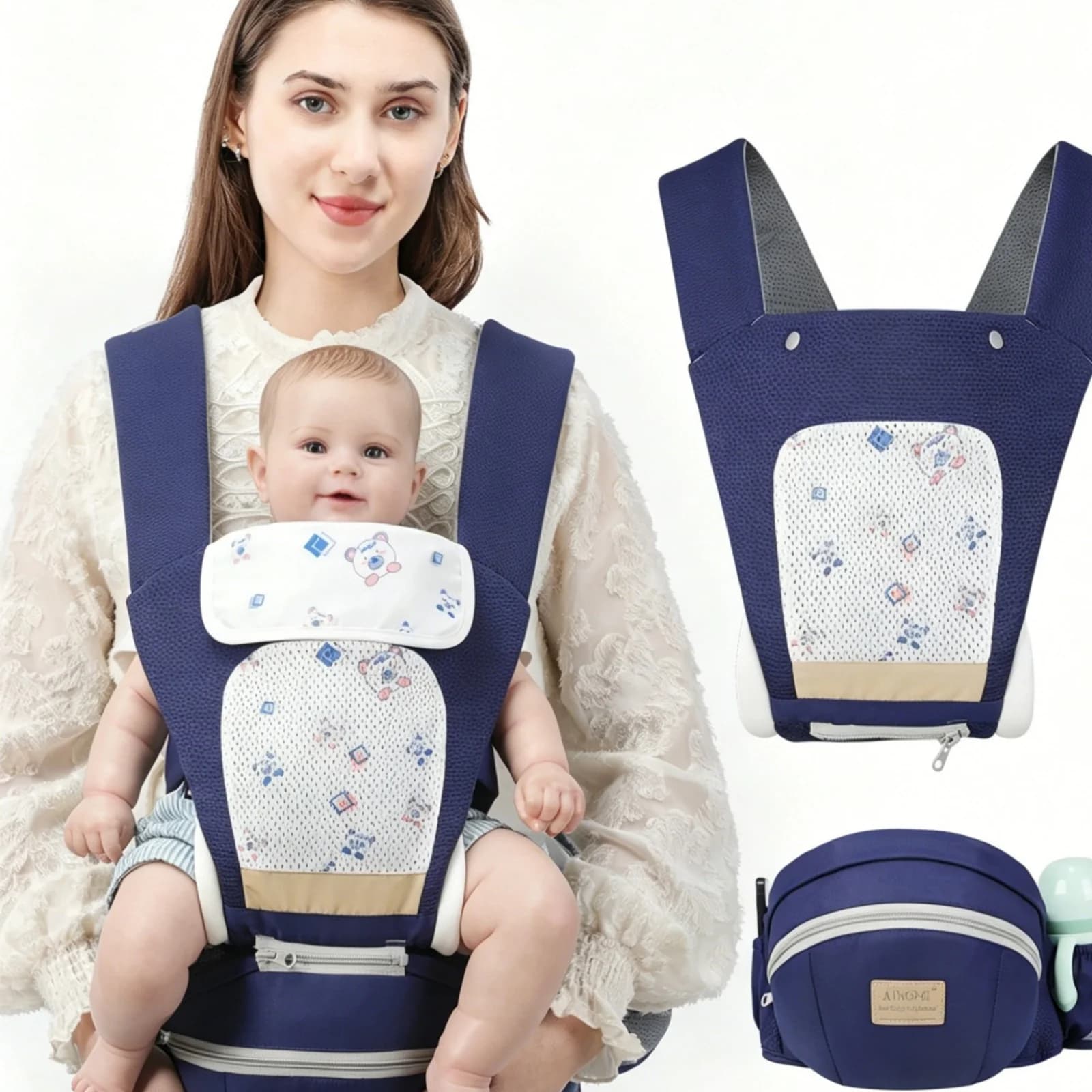Marsupio traspirante primaverile per mamma e neonato, marsupio per neonati, essenziale per i viaggi di mamma e neonato, rete traspirante.
