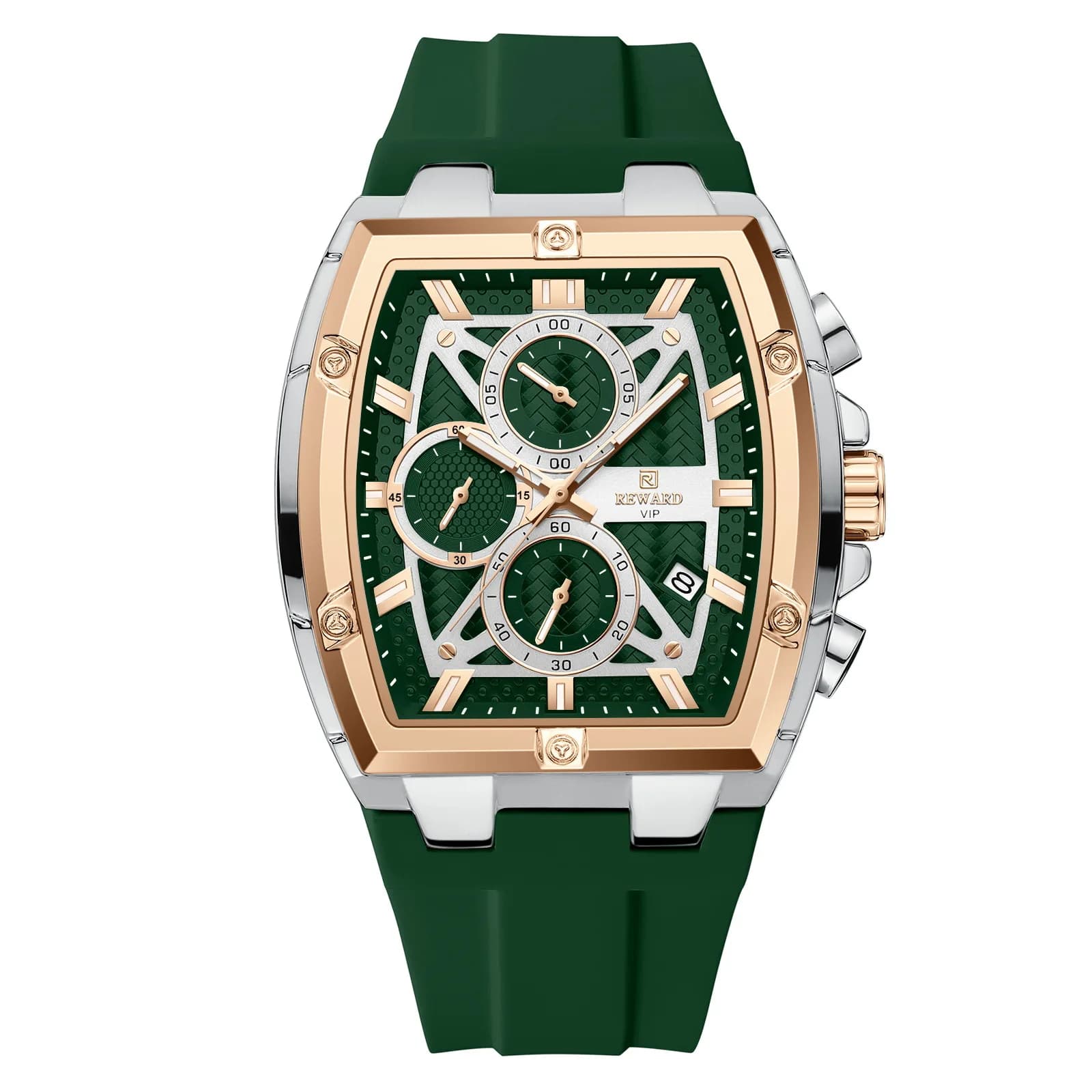 New Men's Wine Barrel Six-Hand Calendar Multi-Function Sport Quartz Watch with Silicone Strap Men's Watch