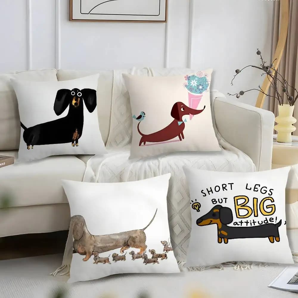 Cute dog pillow pillowcase short in plush with print lining for square pillow lining for pillows sofa home decorations