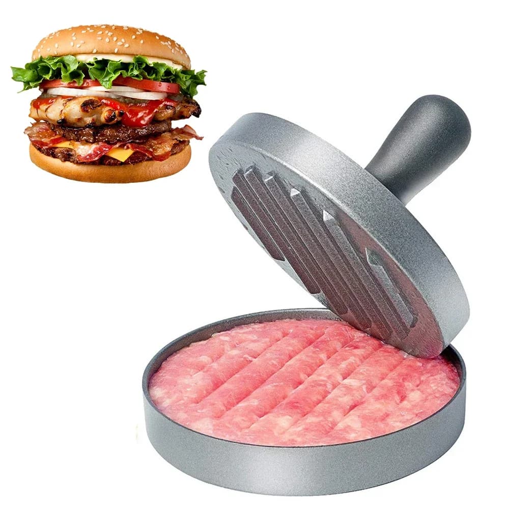 Non-Stick Burger Press Hamburger Patty Maker with Wax Paper Aluminum BBQ Grill Patty Maker for Kitchen