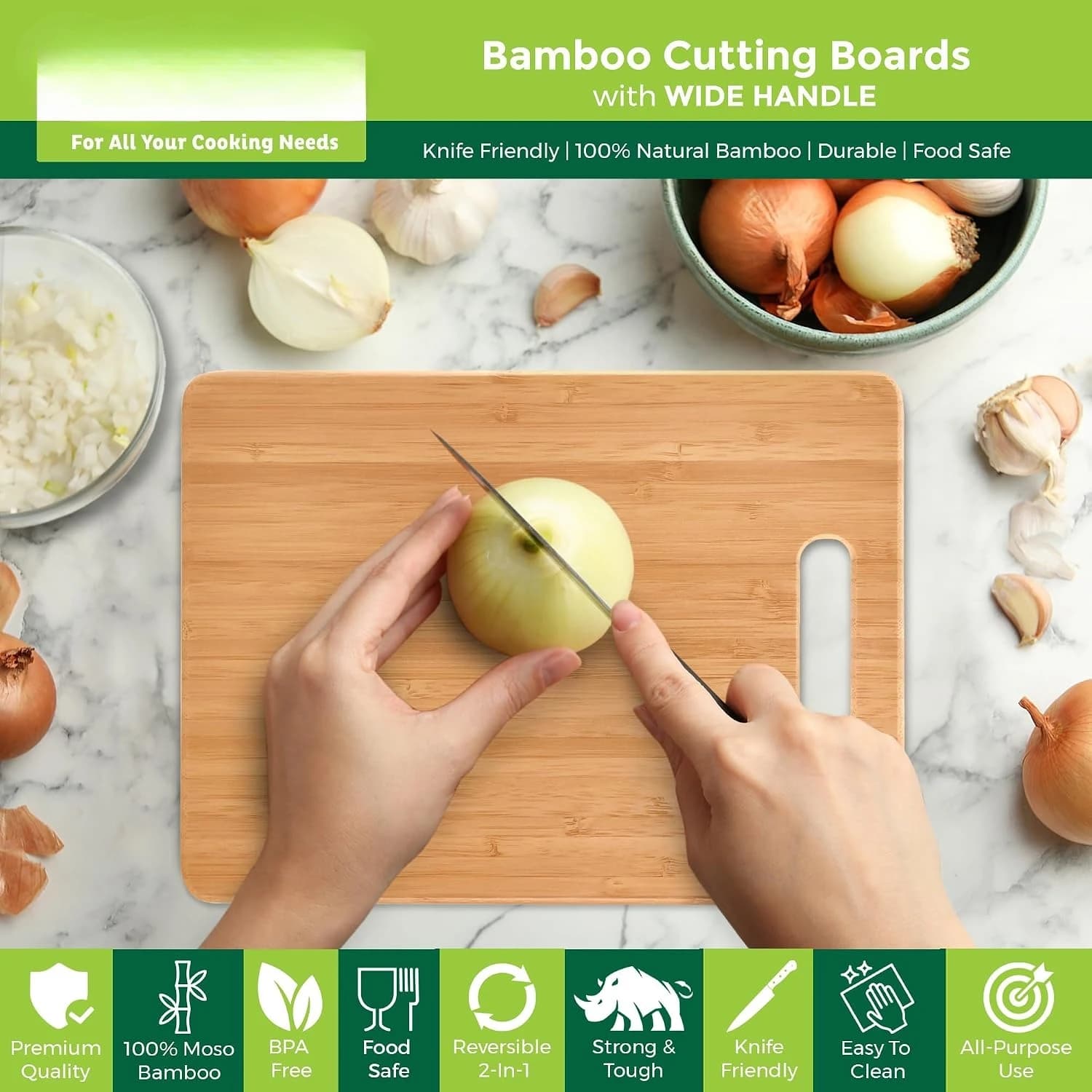 Bamboo Cutting Board Set Of 3, Wooden Cutting Boards For Kitchen, Knife Friendly Food Grade Chopping Board, Lightweigh
