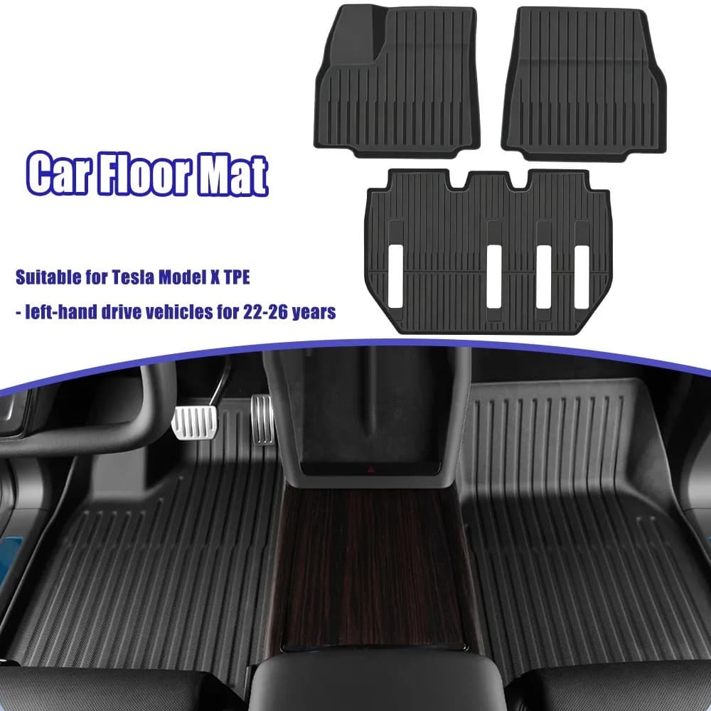 For Tesla Model X 2022 -2026 TPE 3D Floor Mats Trunk Cargo Liners All Weather Waterproof Anti Slip 5/6/7 Seats Car Accessories