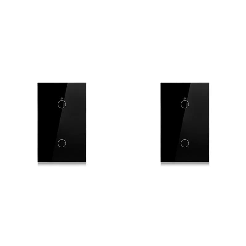 2x Interruttore a Muro Smart WiFi Tuya US Plug 2 Gang Senza Neutro con Sensore Touch per Luci LED, Compatibile Alexa Google, Nero - AA26