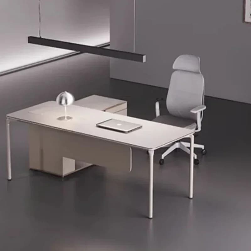 Scrivania Vanity con Spazio di Archiviazione, Supporto per Laptop, Tavolo da Gaming in Legno per Camera da Letto, Scrivania da Lavoro, Tavolino da Reception, Forniture per Ufficio